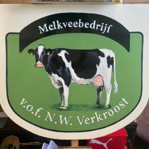 Voorzijde Bord v.o.f. Verkroost het bord voor in de tuin geschilderd met aklyd verf