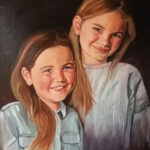 In opdracht geschilderd Vera en Naomi, Linnen doek 50x60cm met olieverf geschilderd